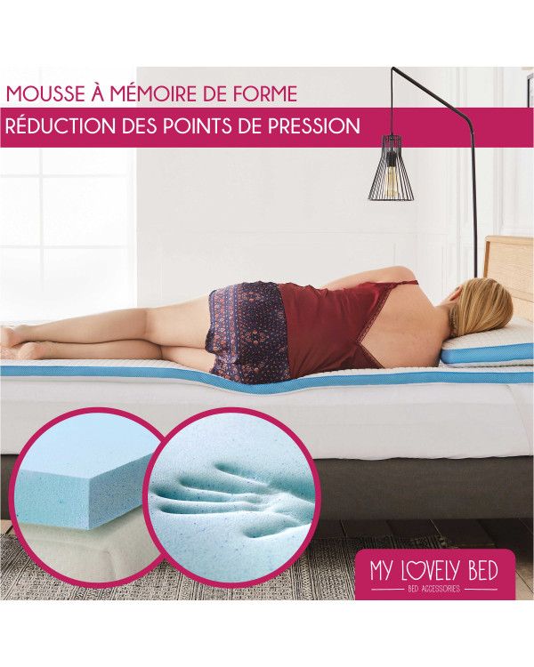 Sur matelas fraîcheur mémoire de forme  5 cm